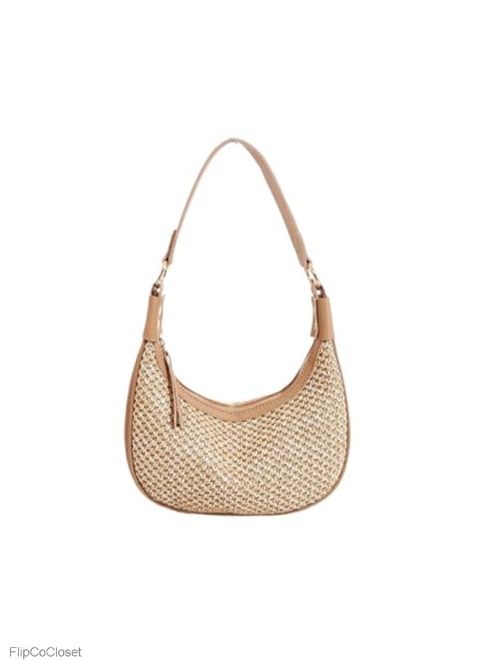 Straw Beach Shoulder Bag Women Small Crescent Tote Mini Clutch Crossbody Summer